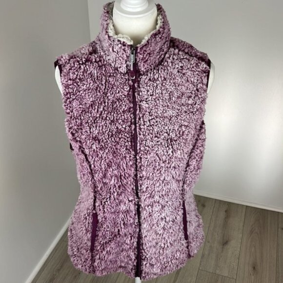 GreenTea Purple & White Sherpa Vest Size M - Picture 2 of 10